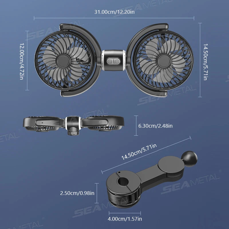 Car Headrest Fans with Multi-Angle Rotation