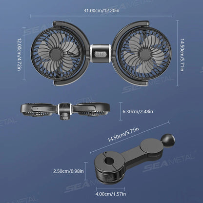 Car Headrest Fans with Multi-Angle Rotation