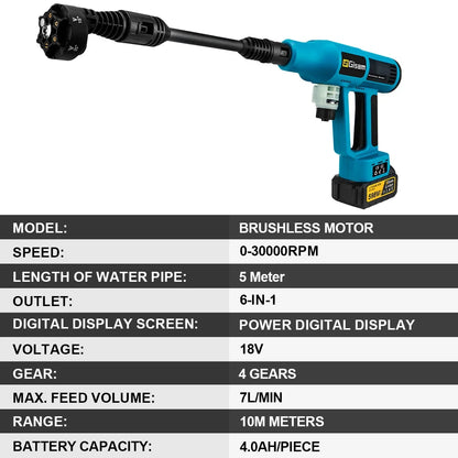 Gisam 250Bar Brushless Electric High Pressure Washer Gun